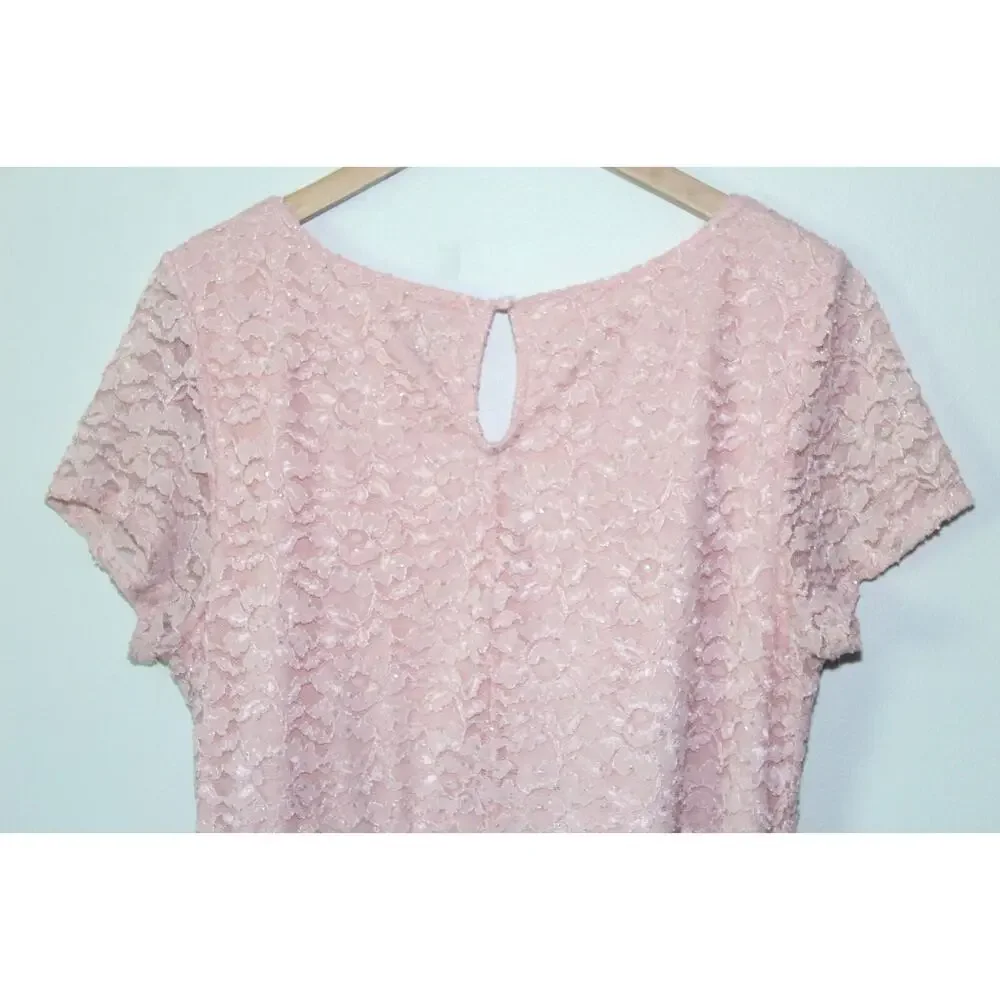 Torrid Sparkle Lace Skater Dress Belted V-Neck Pink Plus Size 2 2X *Read H13562 - Picture 10 of 16